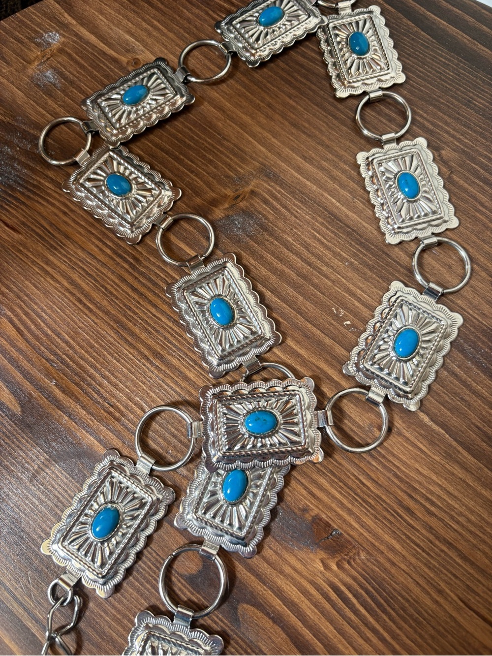 Turquoise-Accent Western Concho Belt - Women Accessories - Picture 2 of 4